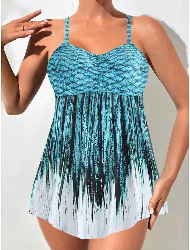 Pearl™ | Mermaid Print Tummy Coverage Swimdress