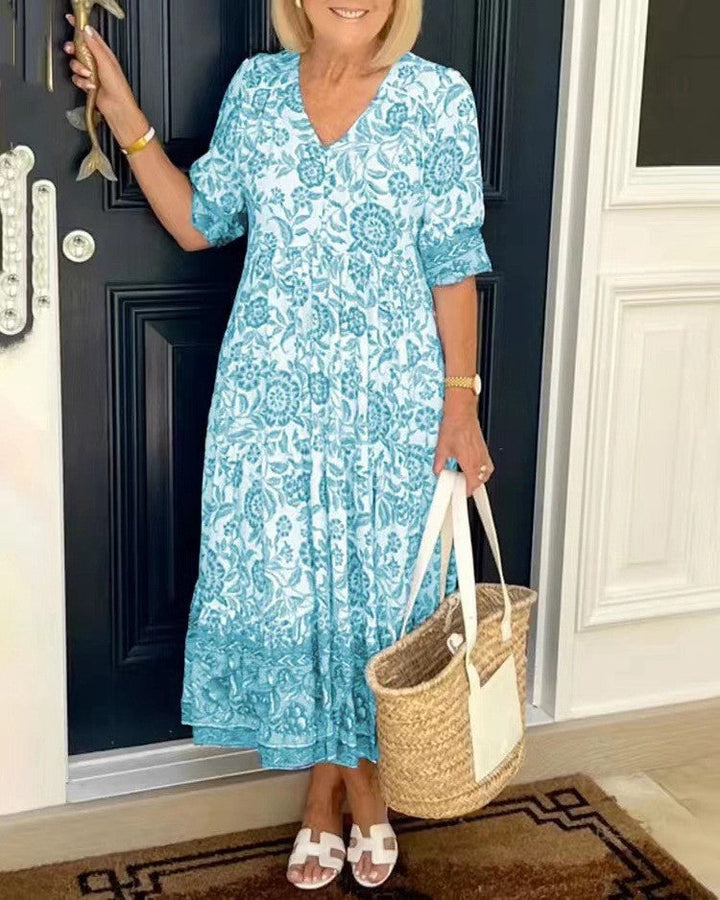Keisha | Women's Floral Maxi Dress — V-Neck Style