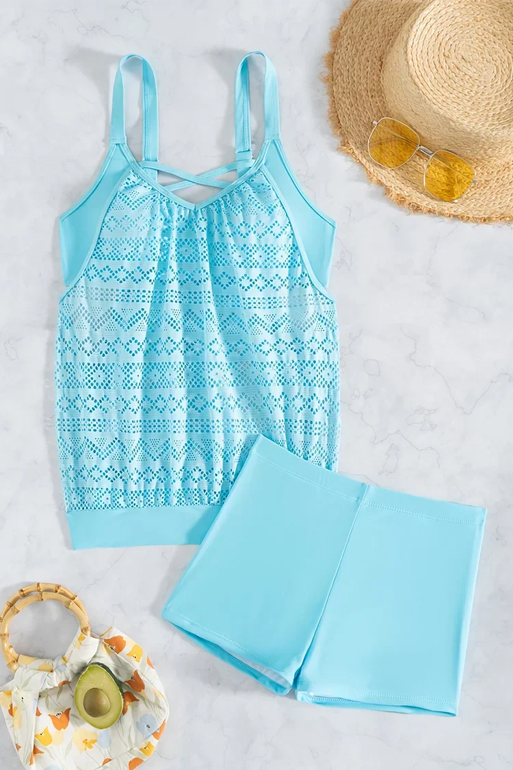 Crystal™ | Lace Overlay Tummy Coverage Tankini