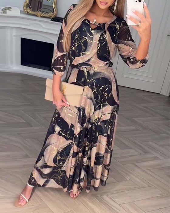 Camille | Women's Printed Maxi Dress — Elegant A-Line