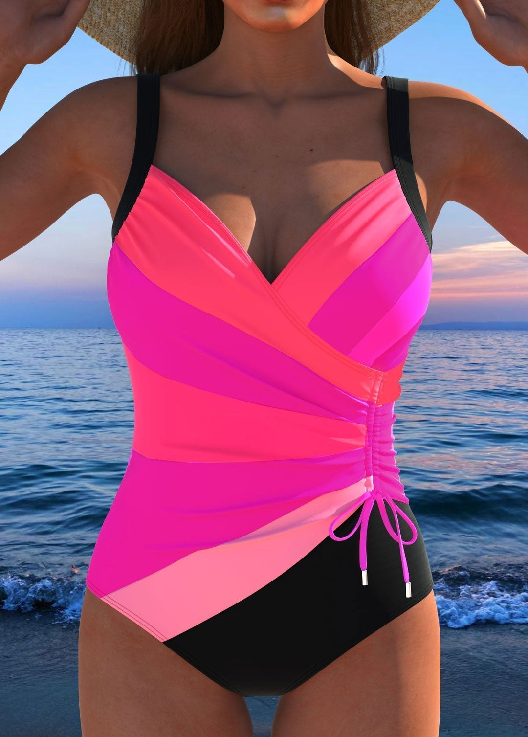 Nicole | Luxury Surplice Swimsuit with Colorful Print