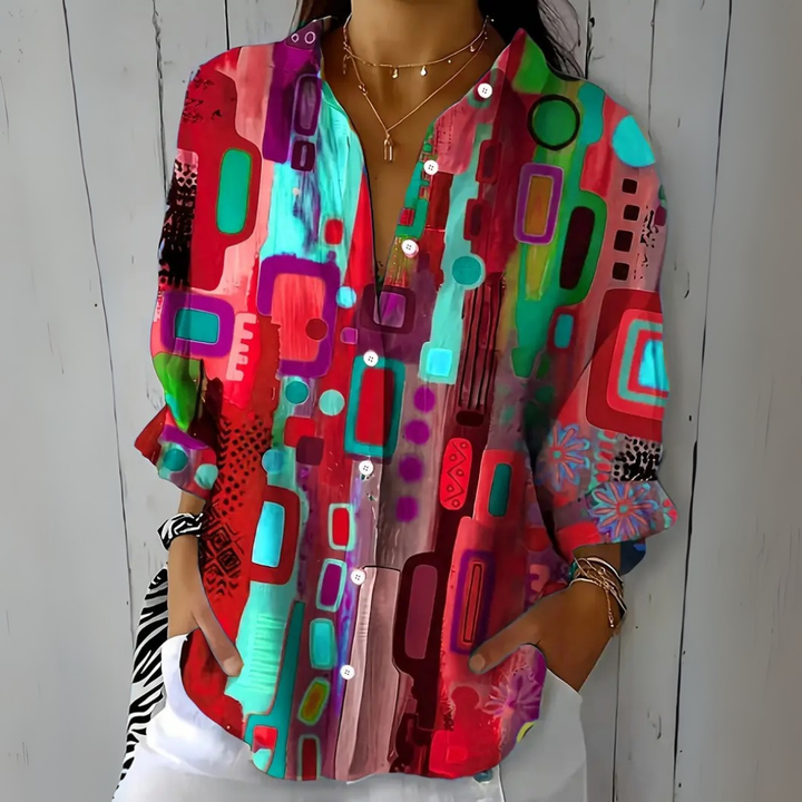 Bailey | Vibrant Artistic Button-Up Blouse