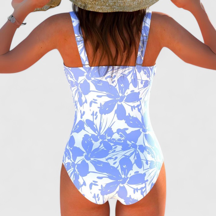Tazlyne | Women's Floral Wrap One-Piece Swimsuit
