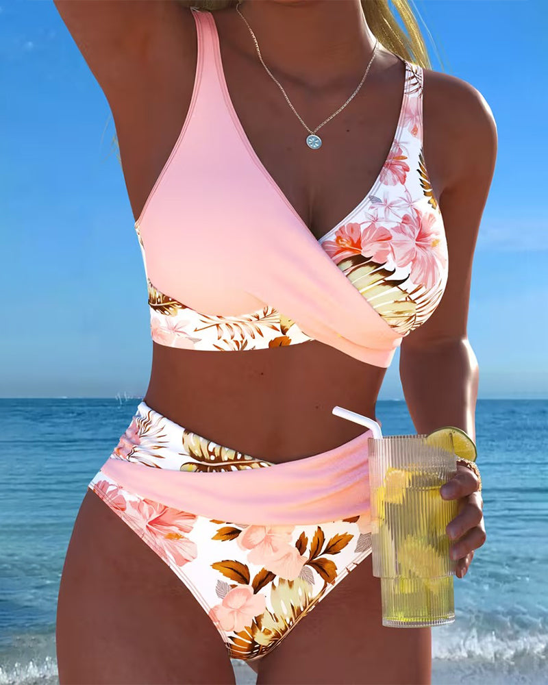Betty | Floral Contrast Split Bikini