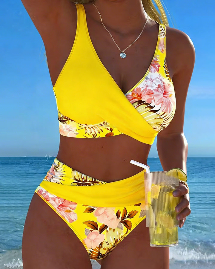 Betty | Floral Contrast Split Bikini