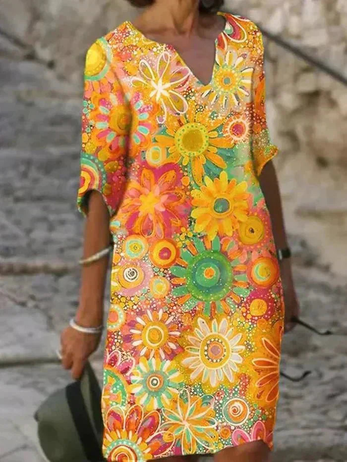 Nira | Women's Floral Midi Dress — Loose Flowy Silhouette