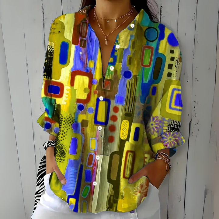 Bailey | Vibrant Artistic Button-Up Blouse