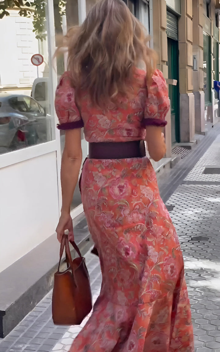 Francesca | Women's Elegant Pink Maxi Dress — Romantic Fit