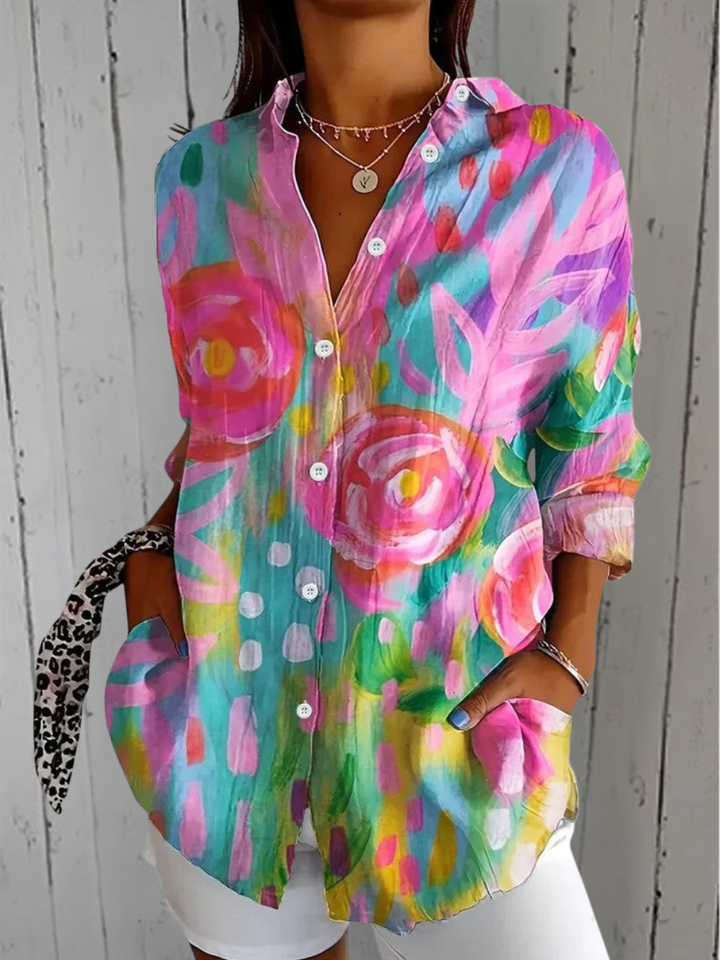 Scarlett | Vibrant Artistic Button-Up Blouse
