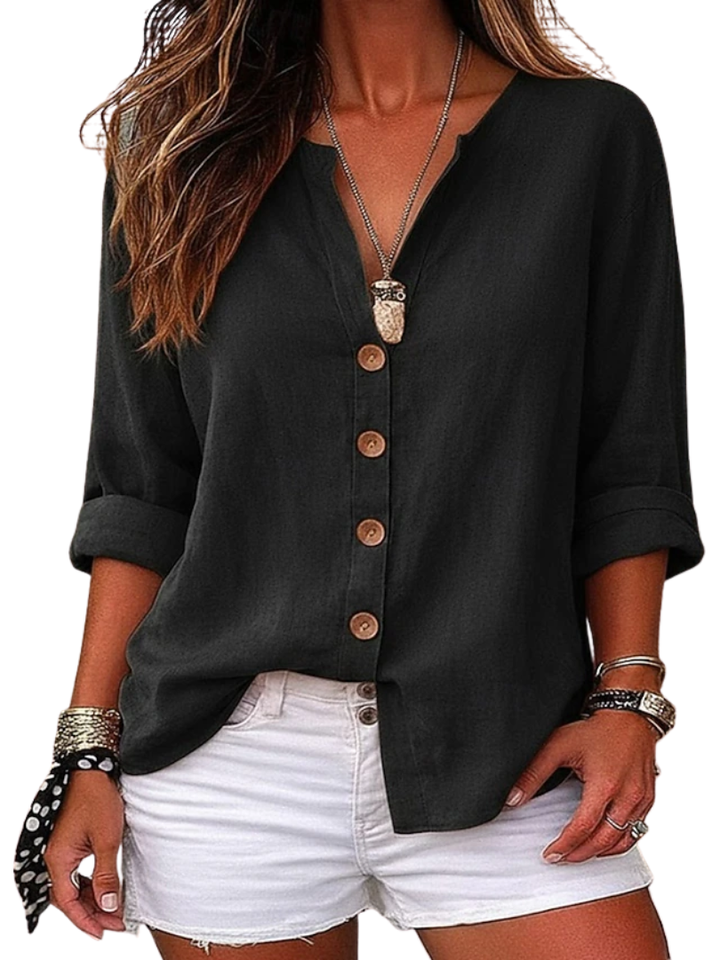 Aurelia | Relaxed V-Neck Linen Women's Shirt