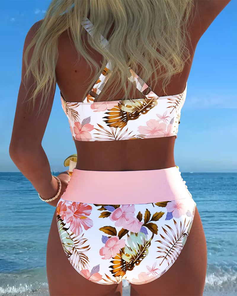 Betty | Floral Contrast Split Bikini