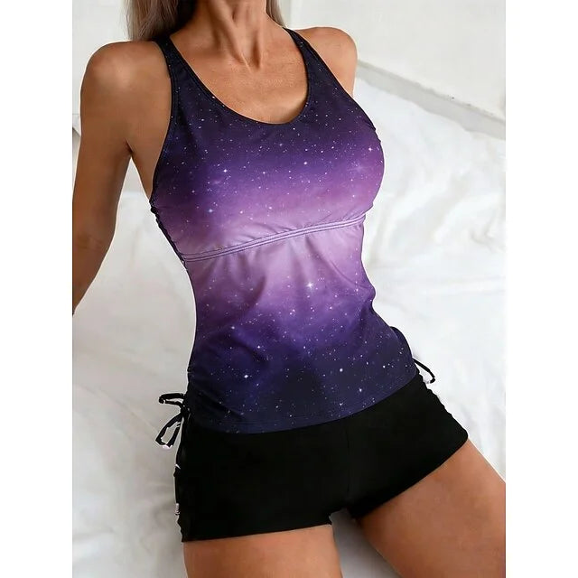 Celeste™ | Galaxy Print Tummy Coverage Tankini
