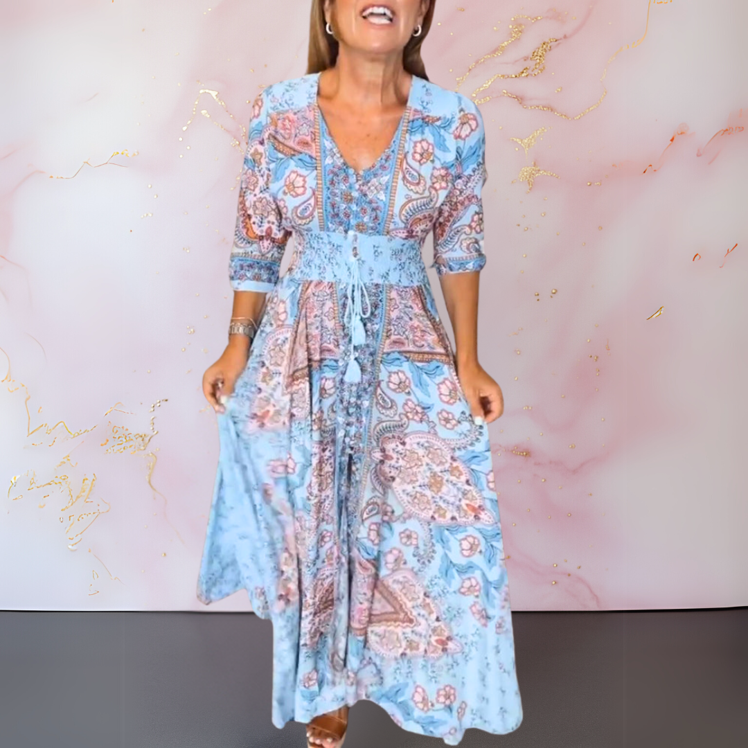 Marga | Women's Elegant V-Neck Maxi Dress for Summer