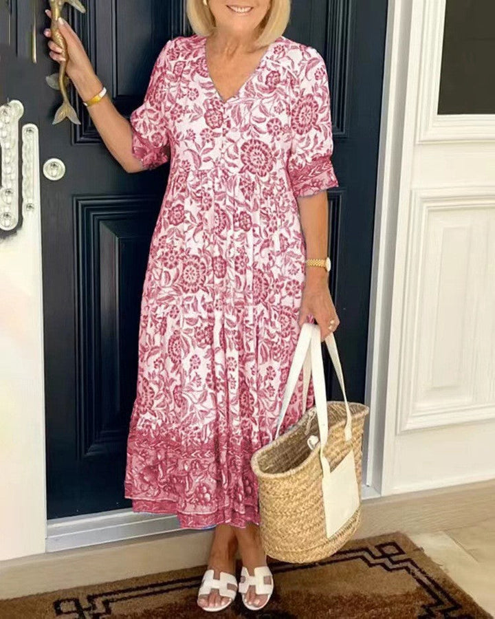 Keisha | Women's Floral Maxi Dress — V-Neck Style