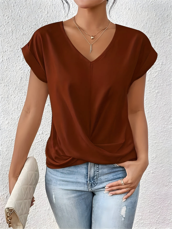 Sandra | Women's Twist-Front V-Neck Top — Flattering Fit