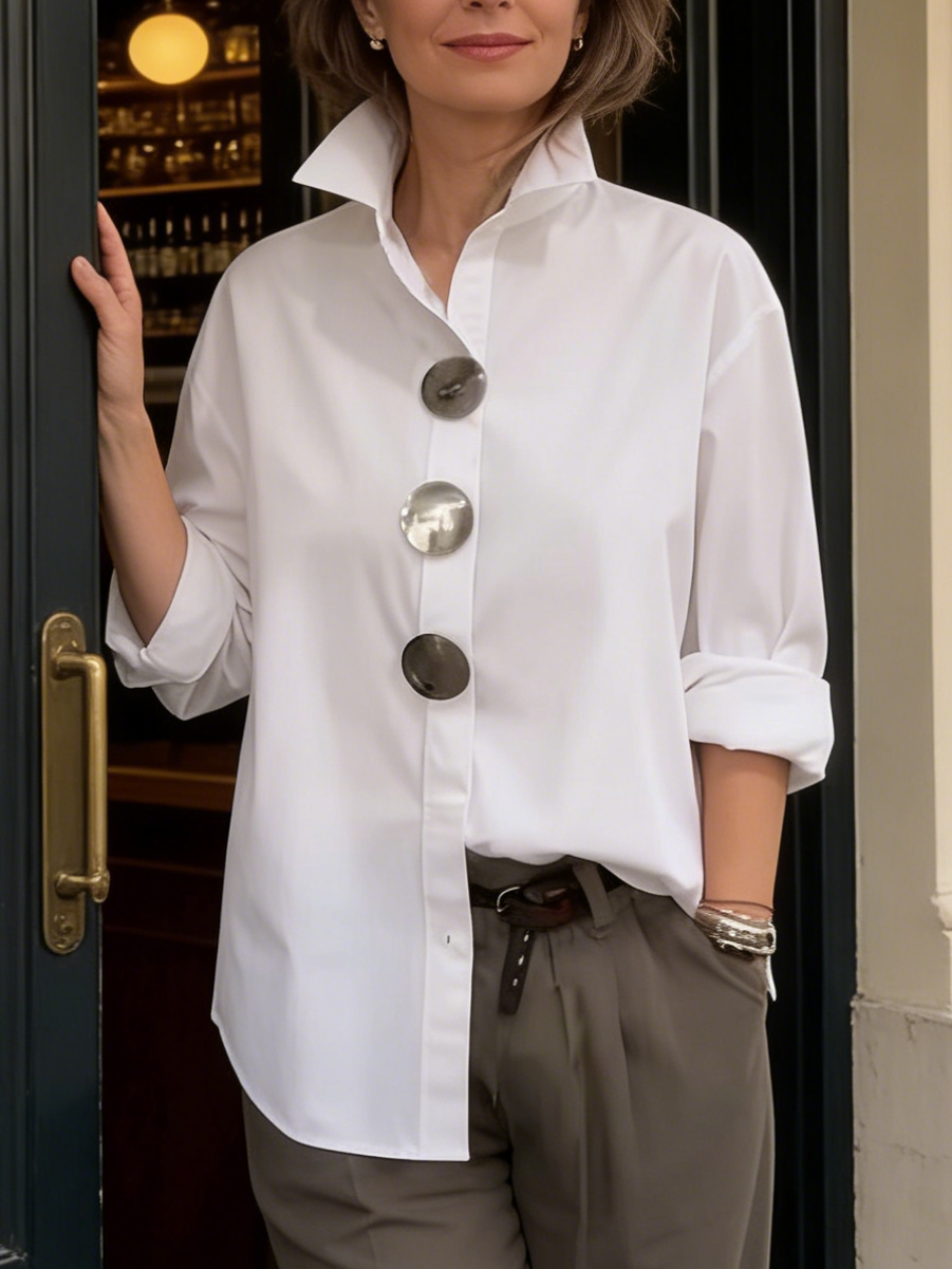 Layla | Statement Button Stand Collar Blouse
