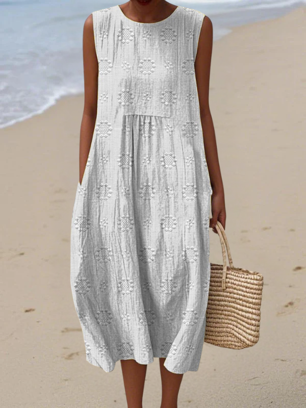 Rose™ | Women's Embroidered Midi Dress — Relaxed Floral