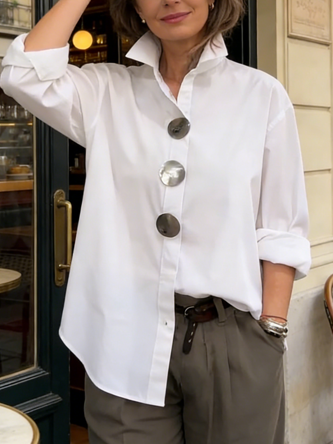 Layla | Statement Button Stand Collar Blouse