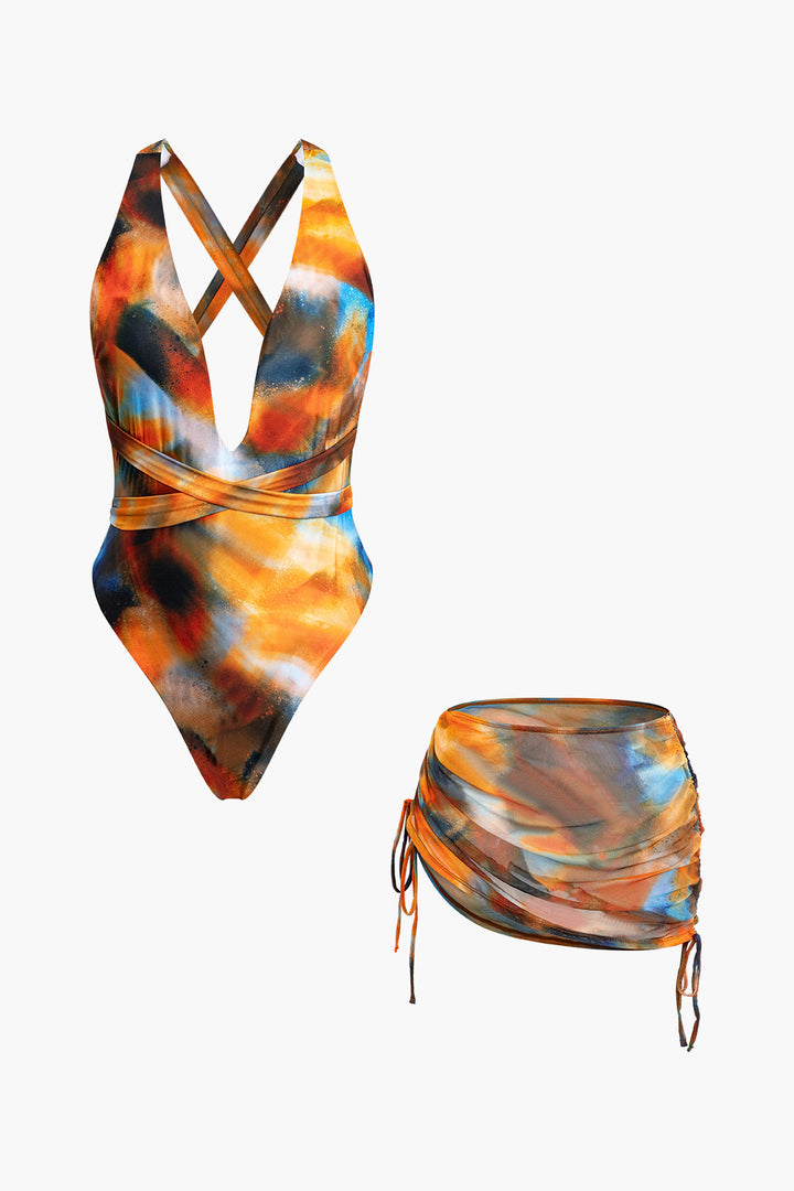 Sienna™ | Watercolor Crossover Swimset with Sarong