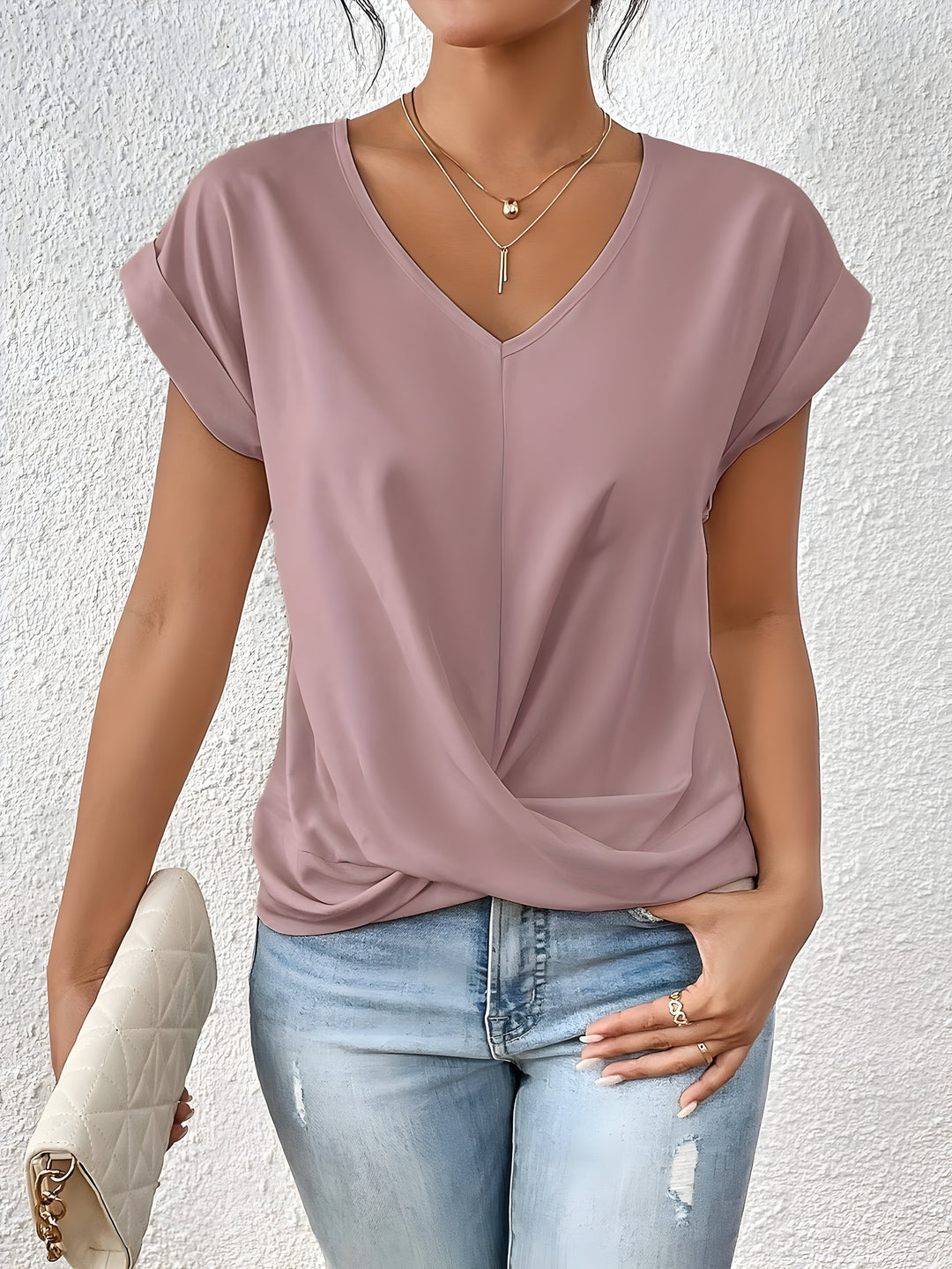 Sandra | Women's Twist-Front V-Neck Top — Flattering Fit