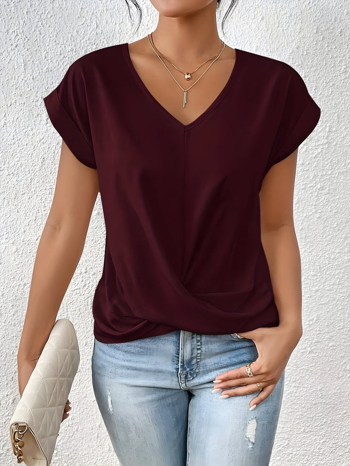 Sandra | Women's Twist-Front V-Neck Top — Flattering Fit