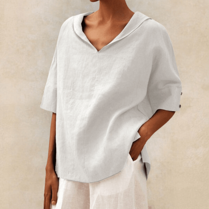 Marie | Women's Oversized Short-Sleeve Shirt — Coastal Style