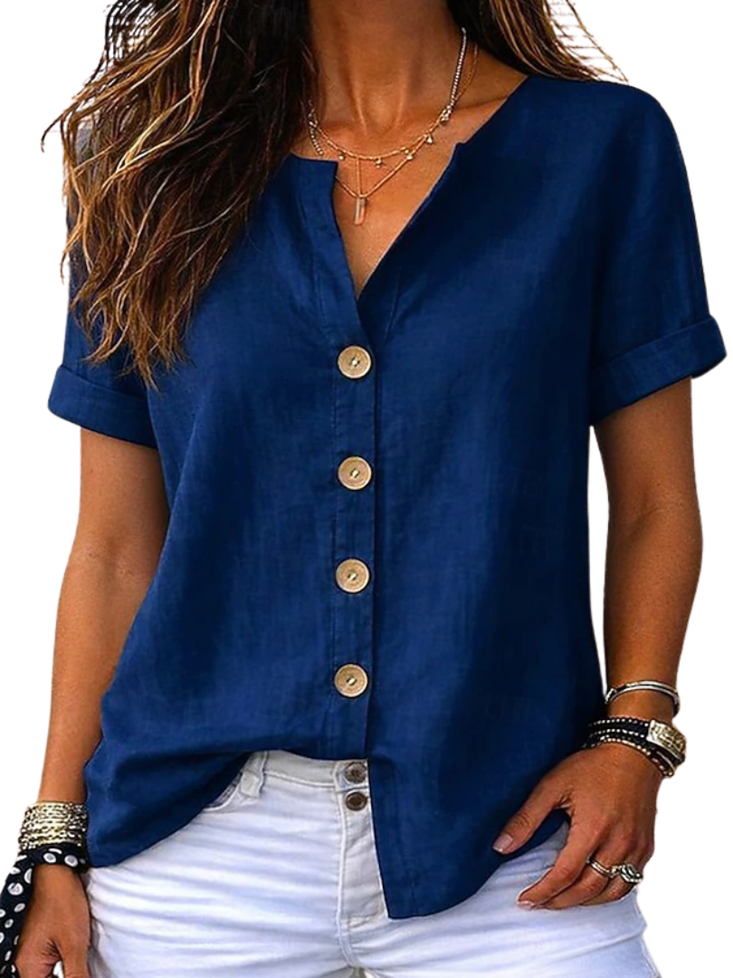 Georgie™ | Relaxed V-Neck Linen Women's Shirt