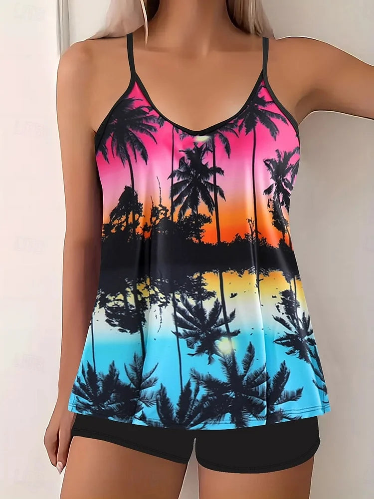 Havana™ | Tropical Print Tankini with Swim Shorts
