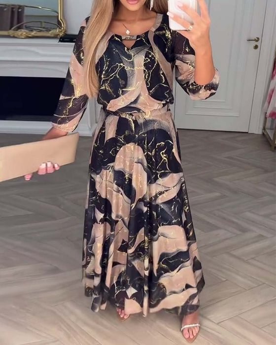 Camille | Women's Printed Maxi Dress — Elegant A-Line