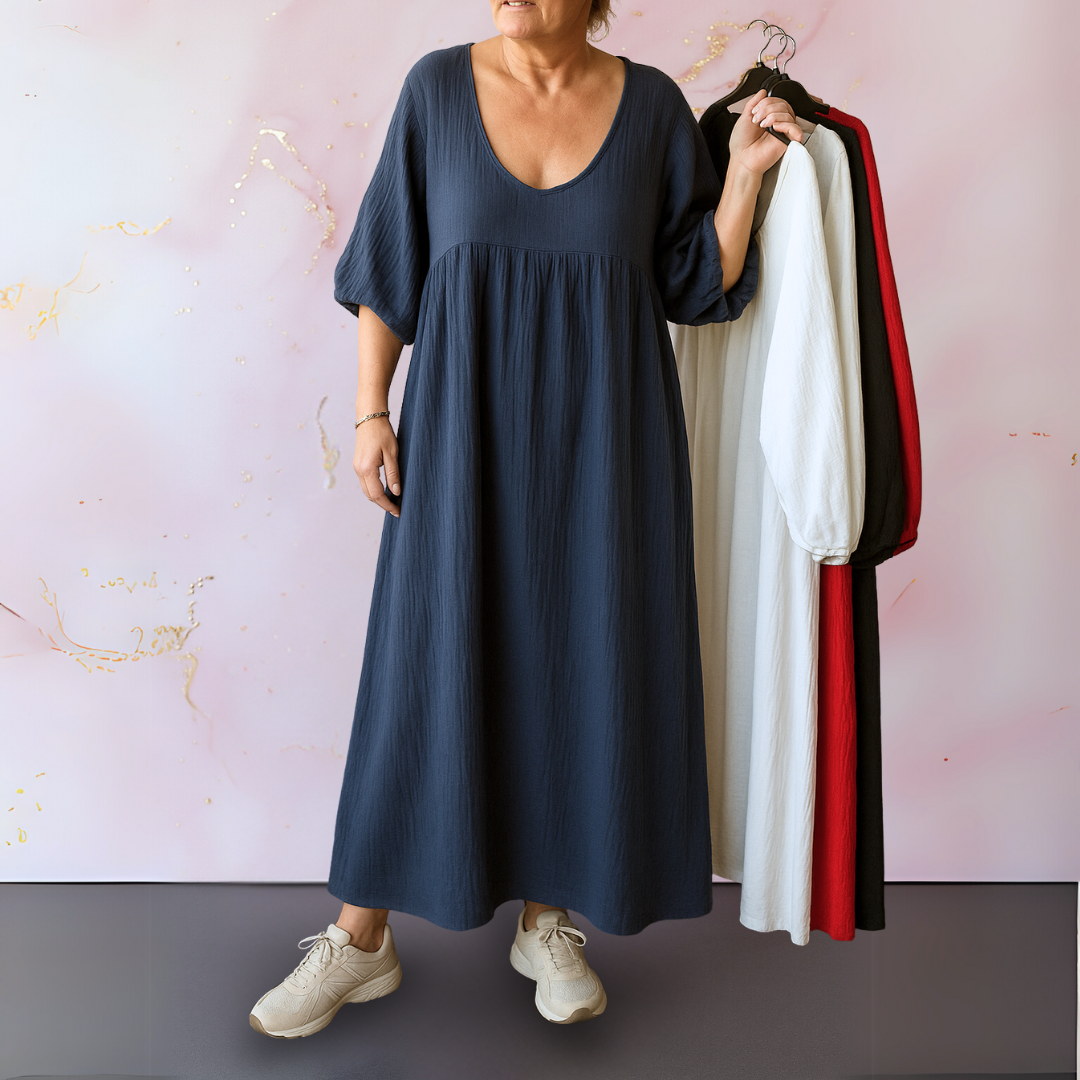 Mora - Women's V-Neck Solid Dress — Elegant Everyday Fit