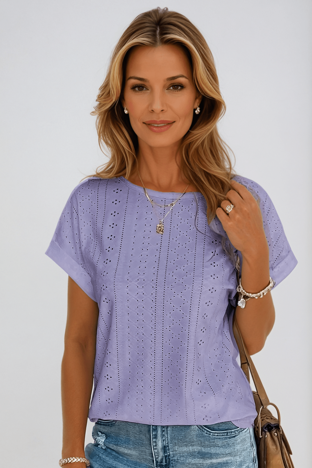 Liamo | Women's Eyelet Top — Relaxed Casual Chic