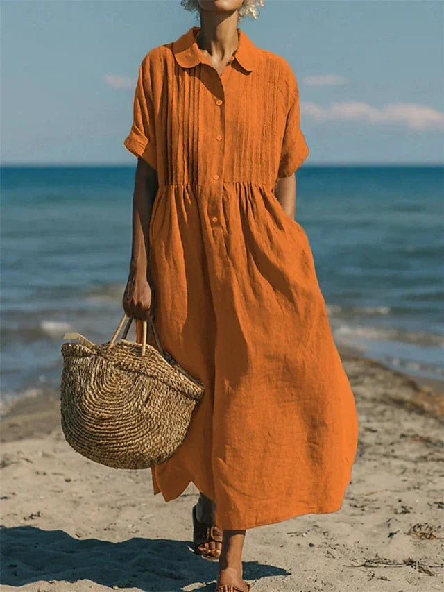 Lysandra - Women's Button-Front Shirt Dress — Relaxed Fit