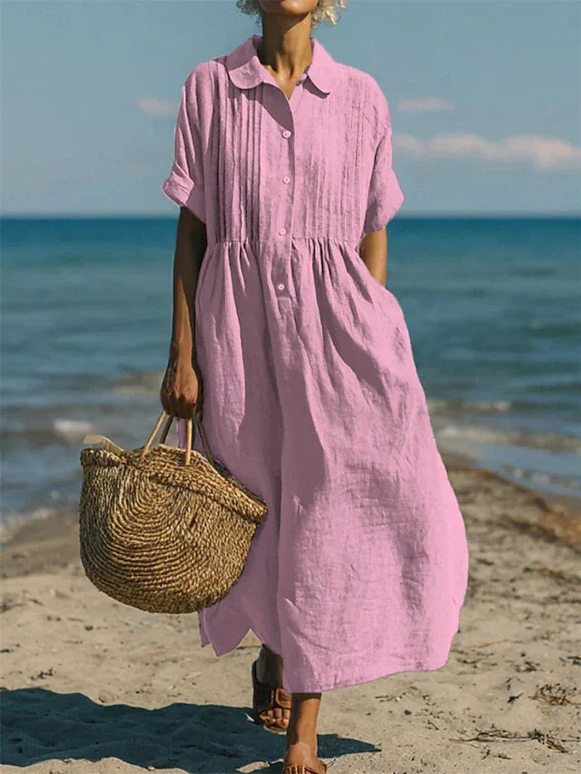 Lysandra - Women's Button-Front Shirt Dress — Relaxed Fit