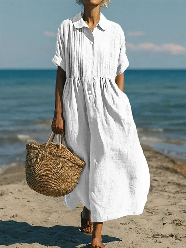 Lysandra - Women's Button-Front Shirt Dress — Relaxed Fit