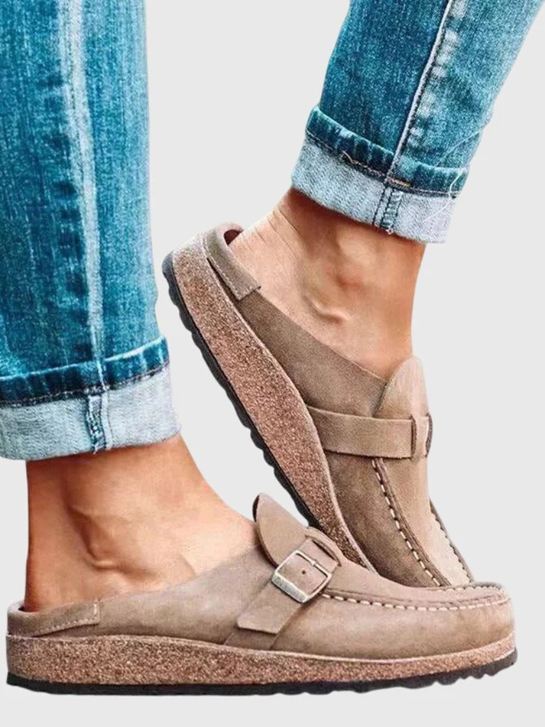 Valeria™ | Suede Buckle Comfort Clogs