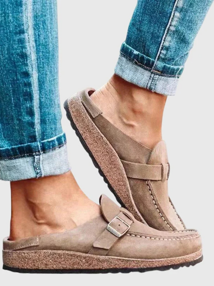 Valeria™ | Suede Buckle Comfort Clogs