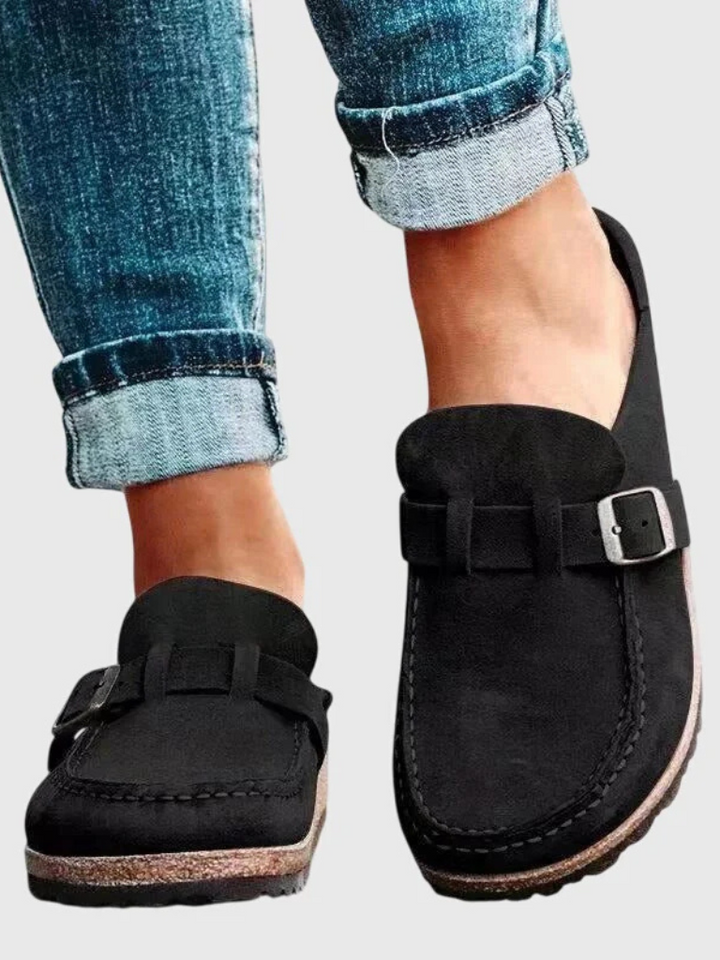 Valeria™ | Suede Buckle Comfort Clogs