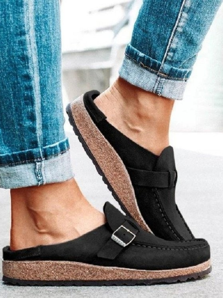 Valeria™ | Suede Buckle Comfort Clogs