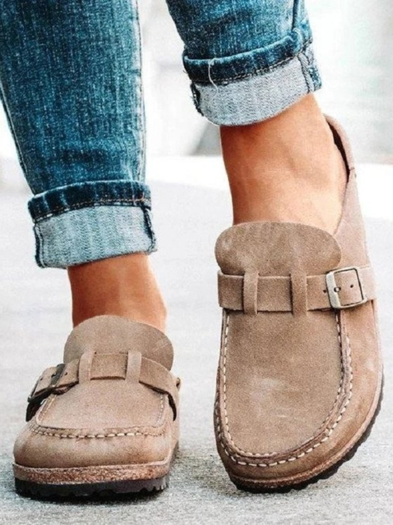 Valeria™ | Suede Buckle Comfort Clogs