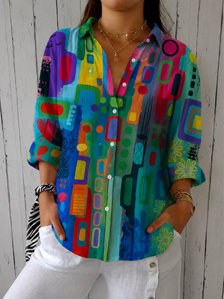 Bailey | Vibrant Artistic Button-Up Blouse