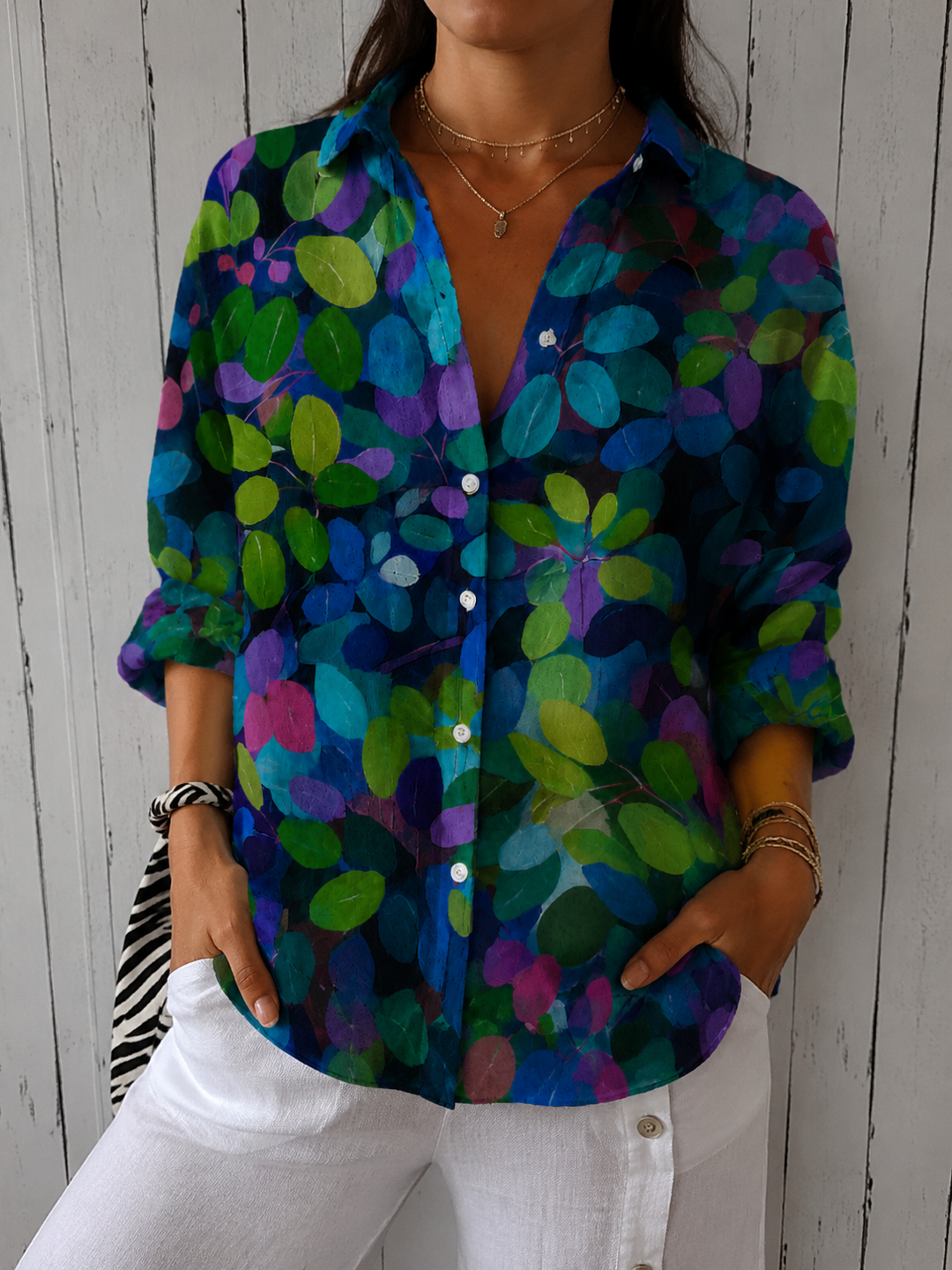 Bailey | Vibrant Artistic Button-Up Blouse