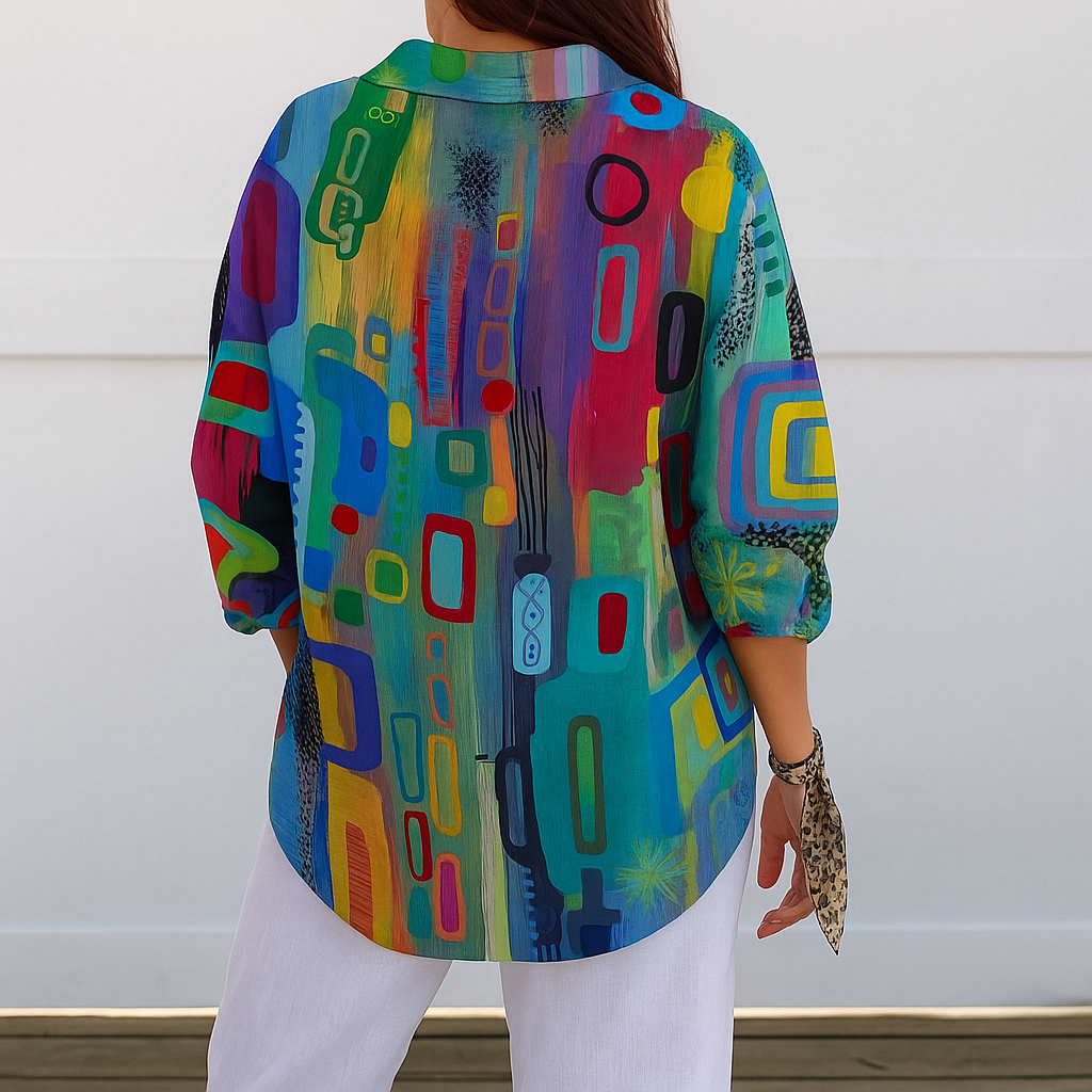 Bailey | Vibrant Artistic Button-Up Blouse