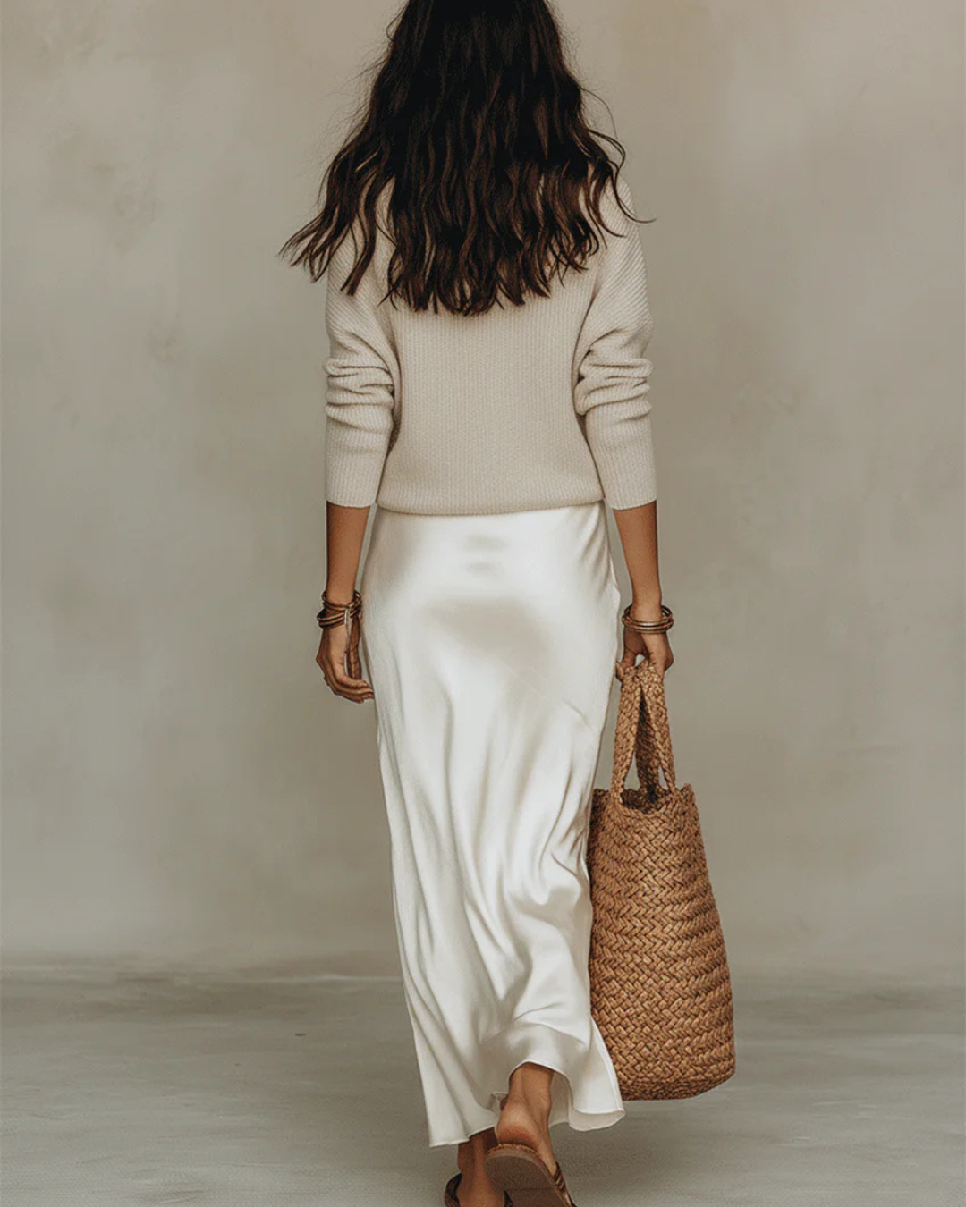 Elana™ | Midi Satin Dress with Included Sweater