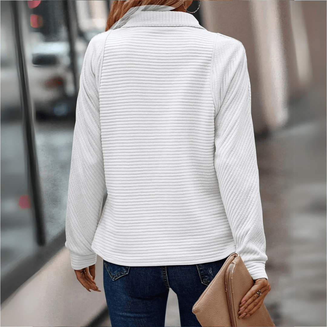 Jenica | Women's Half-Zip Textured Pullover — Relaxed Fit
