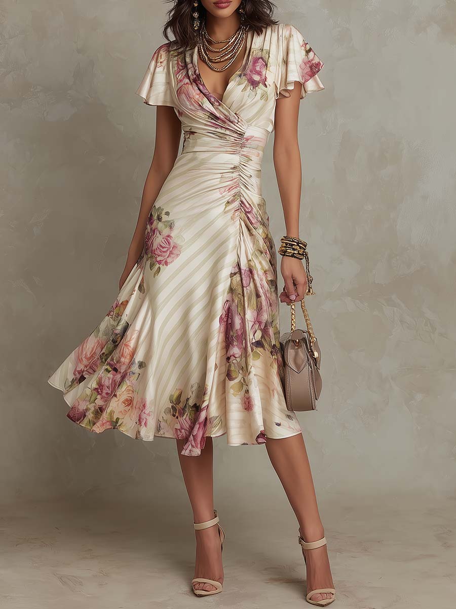 Emery | Floral Wrap Midi Dress