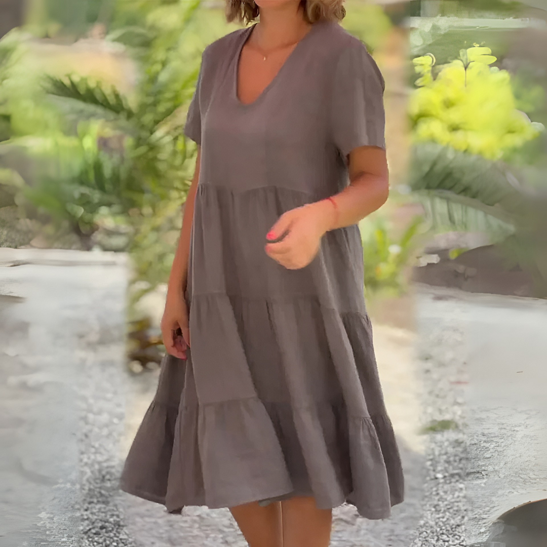 Luce | Women's Loose V-Neck Dress — Elegant & Versatile