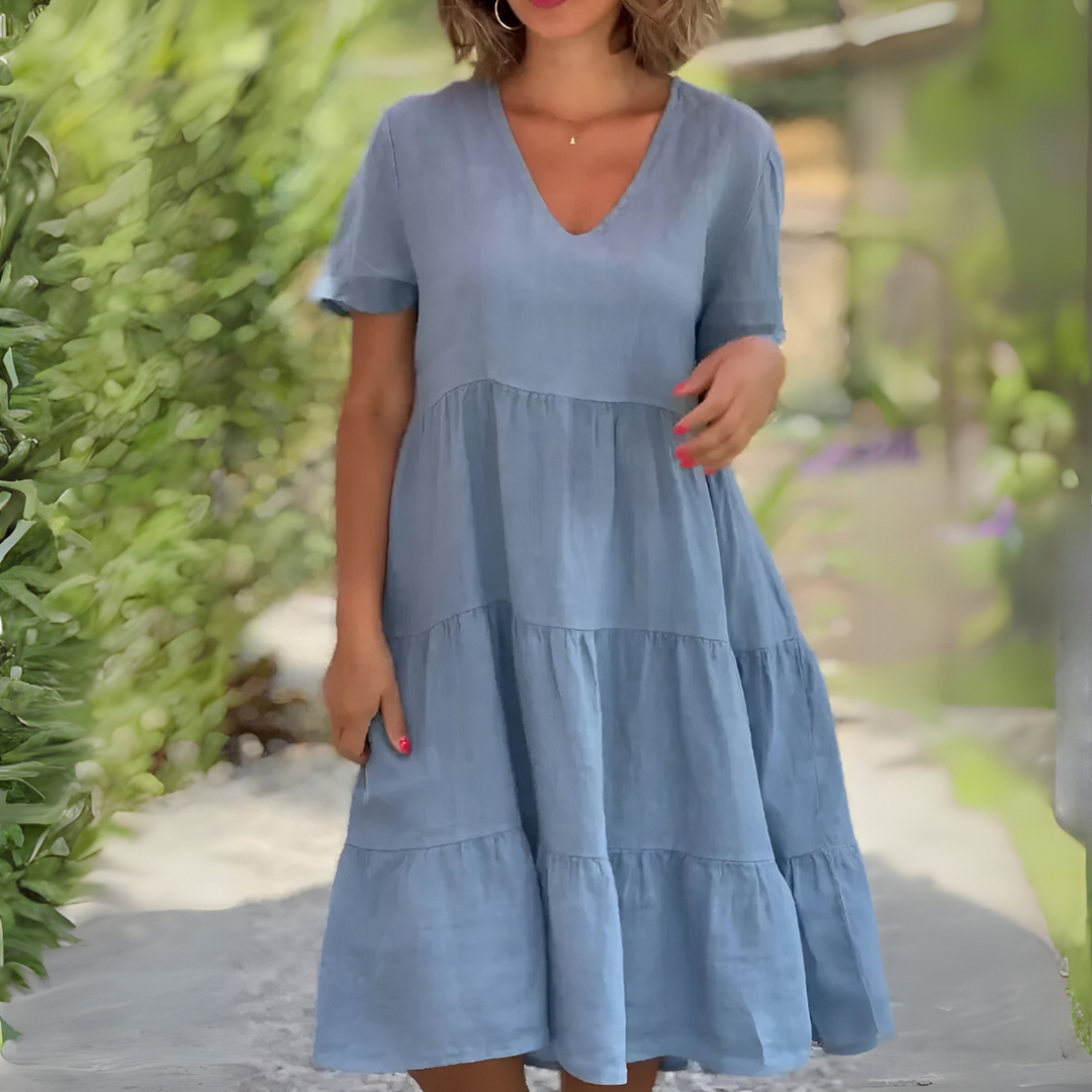 Luce | Women's Loose V-Neck Dress — Elegant & Versatile