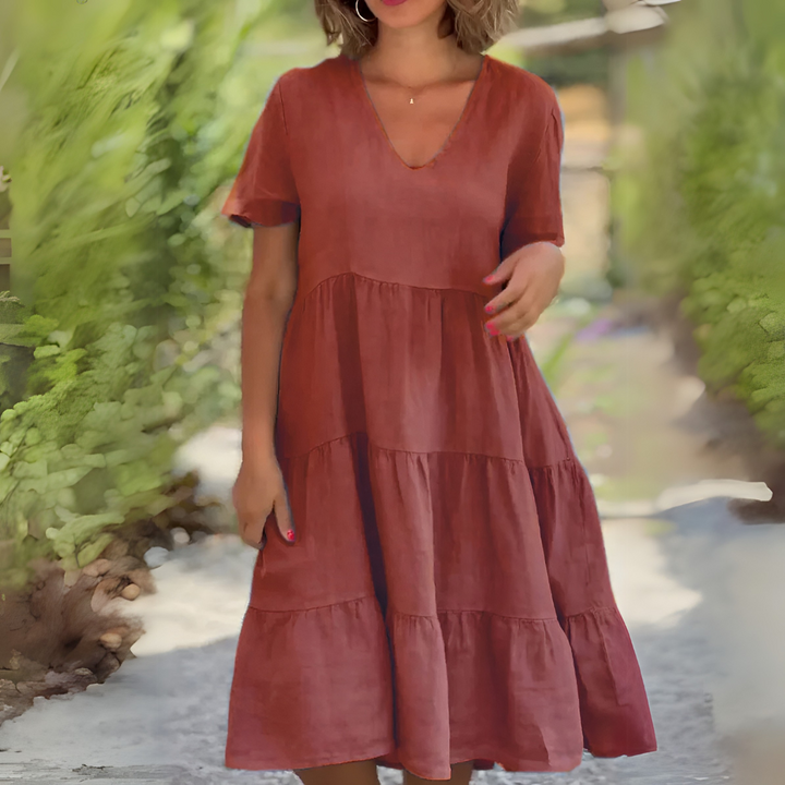 Luce | Women's Loose V-Neck Dress — Elegant & Versatile