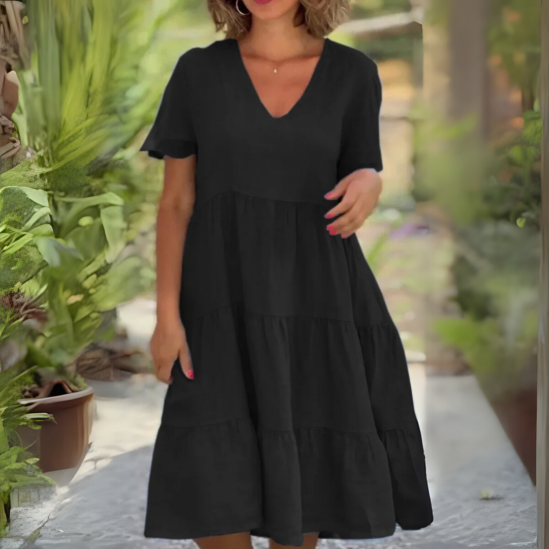 Luce | Women's Loose V-Neck Dress — Elegant & Versatile