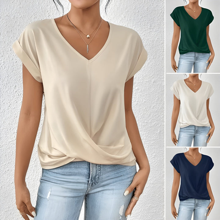 Sandra | Women's Twist-Front V-Neck Top — Flattering Fit
